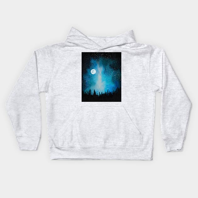 Blue galaxy Kids Hoodie by RosanneCreates